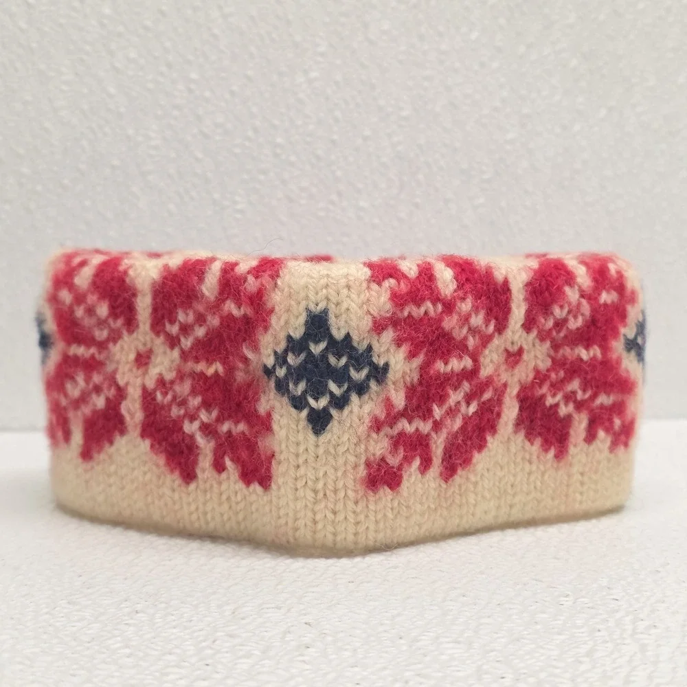 Vintage Eddie Bauer Wool White Red Blue Winter Headband